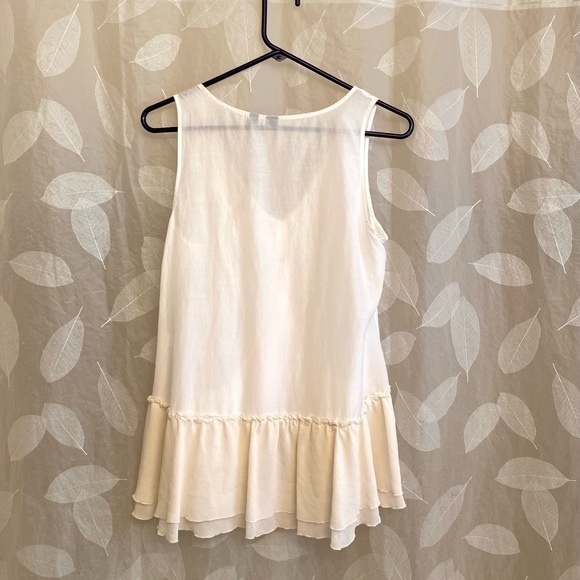 Saks Fifth Avenue silk and cotton ruffle top - Picture 2 of 4